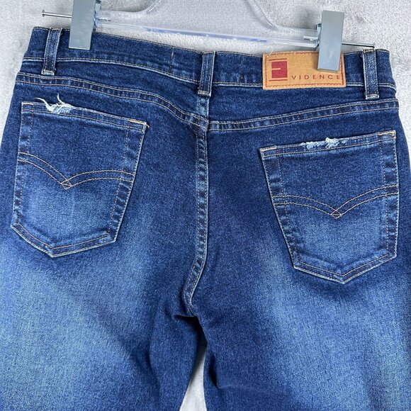 Evidence Wide Leg Jeans Raw Hem Stone Wash Mid Rise Womens Blue Size 40 - Picture 3 of 10